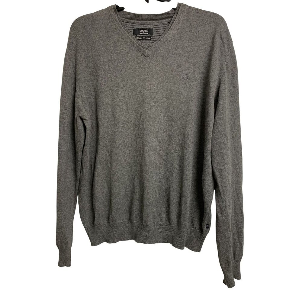 Bugatti M Lightweight Cotton Cashmere‎ Minimalist Casual Sweater Gray Pullover